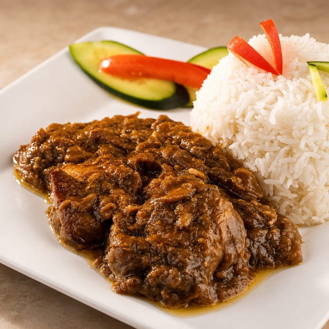 Eggplant Served with Rice.